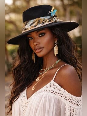 Boho Western Wide Brim Festival Statement Hat